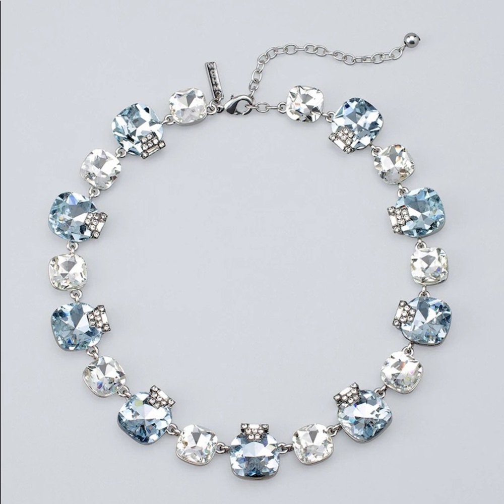 WHBM SILVERTONE JEWELED STATEMENT NECKLACE
